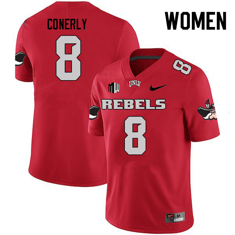 Women #8 Timothy Conerly UNLV Rebels College Football Jerseys Stitched Sale-Scarlet - Click Image to Close